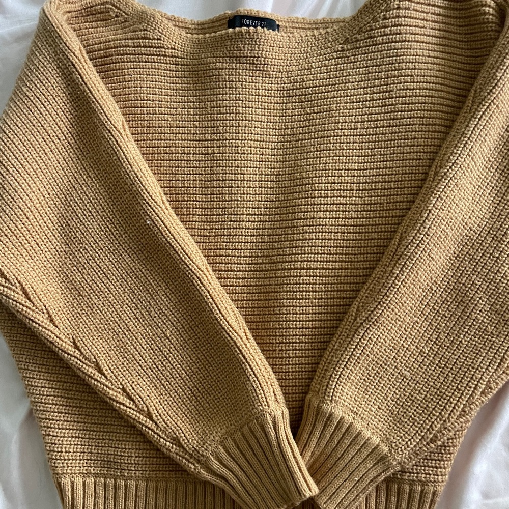 Forever 21 Tan Color Open Neck Sweater